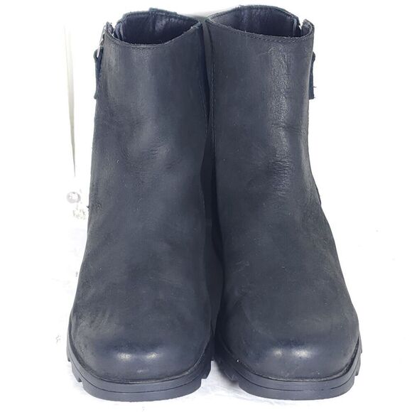 Sorel Women’s Emilie II US 7 Black Suede Leather Side Zip Ankle Boots Booties - Picture 4 of 14